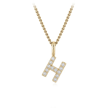 Personalised 9ct Yellow Gold Initial H Pendant with Luminesce Lab Grown Diamonds