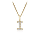 Personalised 9ct Yellow Gold Initial I Pendant with Luminesce Lab Grown Diamonds