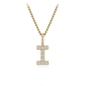 Personalised 9ct Yellow Gold Initial Pendant with Luminesce Lab Grown Diamonds