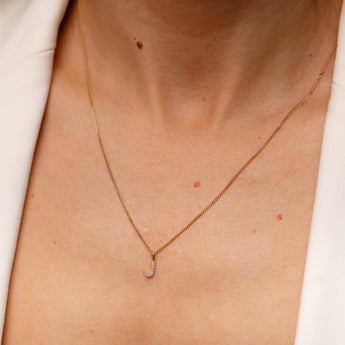 Personalised 9ct Yellow Gold Initial J Pendant with Luminesce Lab Grown Diamonds