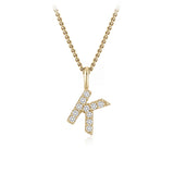 Personalised 9ct Yellow Gold Initial K Pendant with Luminesce Lab Grown Diamonds