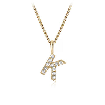 Personalised 9ct Yellow Gold Initial Pendant with Luminesce Lab Grown Diamonds