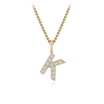 Personalised 9ct Yellow Gold Initial K Pendant with Luminesce Lab Grown Diamonds