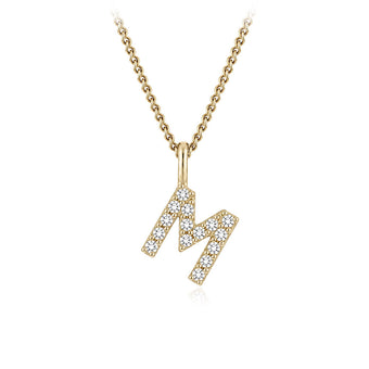 Personalised 9ct Yellow Gold Initial Pendant with Luminesce Lab Grown Diamonds
