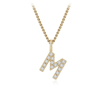 Personalised 9ct Yellow Gold Initial M Pendant with Luminesce Lab Grown Diamonds