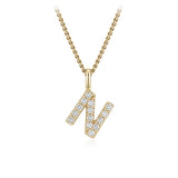 Personalised 9ct Yellow Gold Initial N Pendant with Luminesce Lab Grown Diamonds