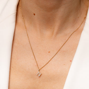 Personalised 9ct Yellow Gold Initial N Pendant with Luminesce Lab Grown Diamonds