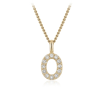 Personalised 9ct Yellow Gold Initial O Pendant with Luminesce Lab Grown Diamonds