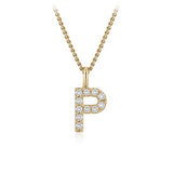 Personalised 9ct Yellow Gold Initial P Pendant with Luminesce Lab Grown Diamonds