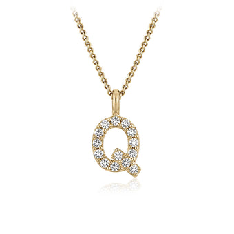 Personalised 9ct Yellow Gold Initial Pendant with Luminesce Lab Grown Diamonds