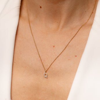Personalised 9ct Yellow Gold Initial Q Pendant with Luminesce Lab Grown Diamonds