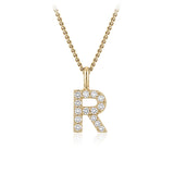 Personalised 9ct Yellow Gold Initial R Pendant with Luminesce Lab Grown Diamonds