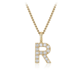 Personalised 9ct Yellow Gold Initial Pendant with Luminesce Lab Grown Diamonds