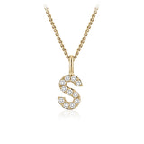 Personalised 9ct Yellow Gold Initial S Pendant with Luminesce Lab Grown Diamonds