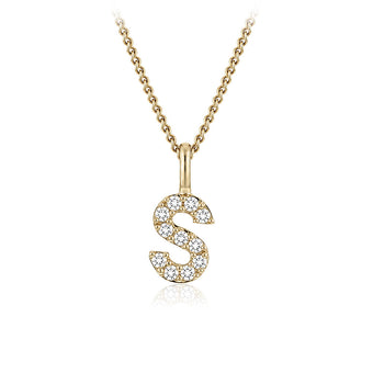 Personalised 9ct Yellow Gold Initial Pendant with Luminesce Lab Grown Diamonds