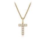 Personalised 9ct Yellow Gold Initial T Pendant with Luminesce Lab Grown Diamonds