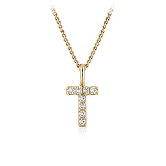 Personalised 9ct Yellow Gold Initial Pendant with Luminesce Lab Grown Diamonds