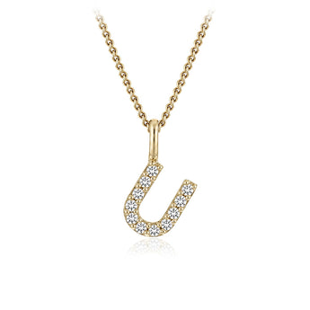 Personalised 9ct Yellow Gold Initial U Pendant with Luminesce Lab Grown Diamonds
