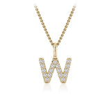Personalised 9ct Yellow Gold Initial W Pendant with Luminesce Lab Grown Diamonds
