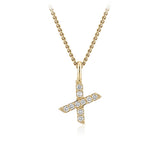 Personalised 9ct Yellow Gold Initial X Pendant with Luminesce Lab Grown Diamonds