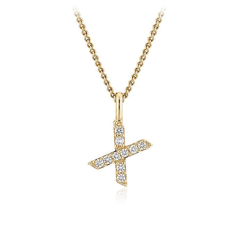 Personalised 9ct Yellow Gold Initial X Pendant with Luminesce Lab Grown Diamonds