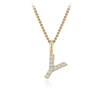 Personalised 9ct Yellow Gold Initial Pendant with Luminesce Lab Grown Diamonds