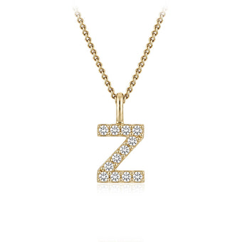 Personalised 9ct Yellow Gold Initial Pendant with Luminesce Lab Grown Diamonds