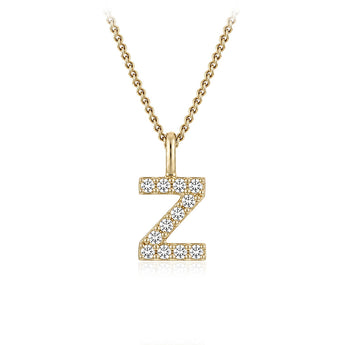 Personalised 9ct Yellow Gold Initial Z Pendant with Luminesce Lab Grown Diamonds