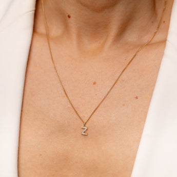 Personalised 9ct Yellow Gold Initial Z Pendant with Luminesce Lab Grown Diamonds