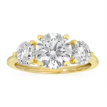 Luminesce Lab Grown 2.6 Carat Diamond Trilogy Ring in 9ct Yellow Gold