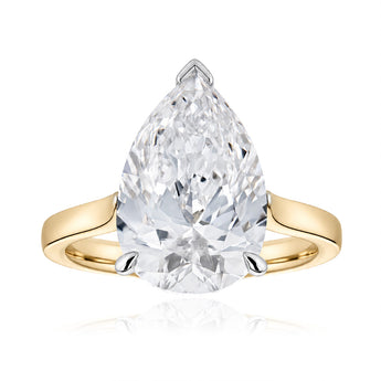 Luminesce Lab Grown 5 Carat Diamond Pear Solitaire Ring in 9ct Yellow and White Gold