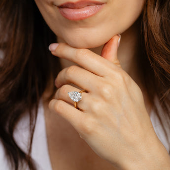 Luminesce Lab Grown 5 Carat Diamond Pear Solitaire Ring in 9ct Yellow and White Gold