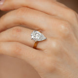 Luminesce Lab Grown 5 Carat Diamond Pear Solitaire Ring in 9ct Yellow and White Gold