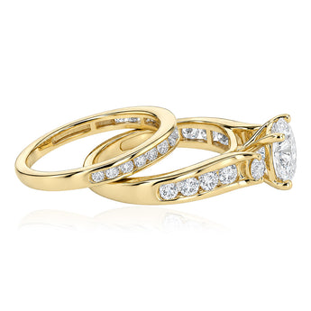 Luminesce Lab Grown 2.9 Carat with 2 Carat Centre Brilliant Diamond Bridal Set in 9ct Yellow Gold