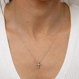 Luminesce Lab Grown 1/4 Carat Diamond Cross Pendant in Sterling Silver on Chain
