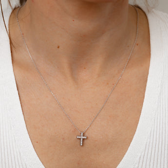 Luminesce Lab Grown 1/4 Carat Diamond Cross Pendant in Sterling Silver on Chain