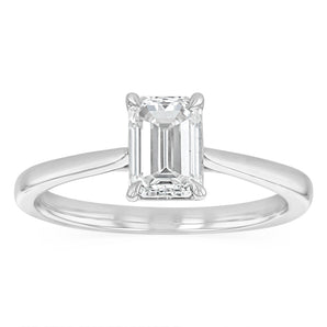 Luminesce Lab Grown 1 Carat Diamond Emerald Solitaire Ring in Sterling Silver