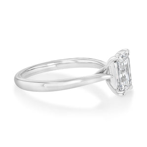 1.50 Carat Lab Diamond Emerald Cut Solitaire Ring in Sterling Silver