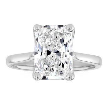 Luminesce Lab Grown 3 Carat Diamond Radiant Solitaire Ring in Sterling Silver