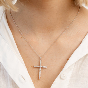 Luminesce Lab Grown 1 Carat Diamond Cross Pendant in Sterling Silver