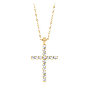 Luminesce Lab Grown 1 Carat Cross Pendant in 9ct Yellow Gold