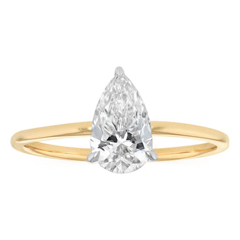 Luminesce Lab Grown 1 Carat Pear Diamond Solitaire Ring in 9ct Yellow Gold