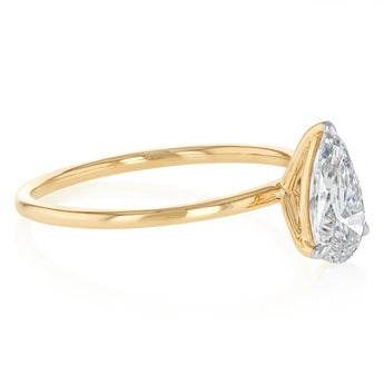 Luminesce Lab Grown 1 Carat Pear Diamond Solitaire Ring in 9ct Yellow Gold