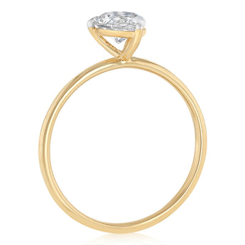 Luminesce Lab Grown 1 Carat Pear Diamond Solitaire Ring in 9ct Yellow Gold