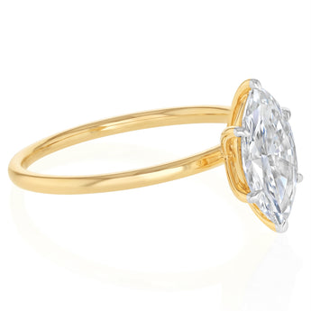 Luminesce Lab Grown 1 Carat Marquise Diamond Solitaire Ring in 9ct Yellow Gold