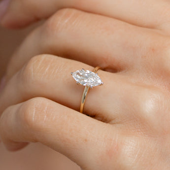 Luminesce Lab Grown 1 Carat Marquise Diamond Solitaire Ring in 9ct Yellow Gold