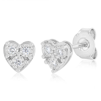 Luminesce Lab Grown 1/10 Carat Diamond Heart Stud Earrings in Sterling Silver