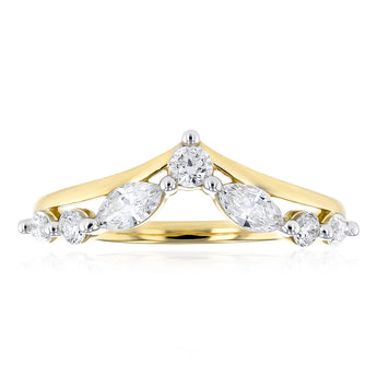 Luminesce Lab Grown 0.65 Carat Brilliant and Marquise Cut Diamond Ring in 9ct Yellow Gold