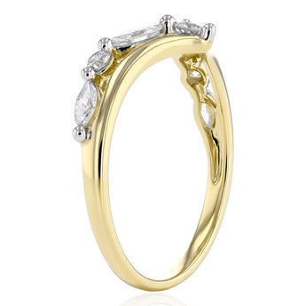 Luminesce Lab Grown 0.65 Carat Brilliant and Marquise Cut Diamond Ring in 9ct Yellow Gold