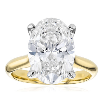 Luminesce Lab Grown 5 Carats Oval Diamond Solitaire Ring in 9ct Yellow Gold